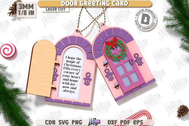 Christmas Door Ornament Laser Cut | Christmas Greeting Card | Christmas Tree Toy | Christmas Decorations | Holidays | CNC File SVG The T Store Design 