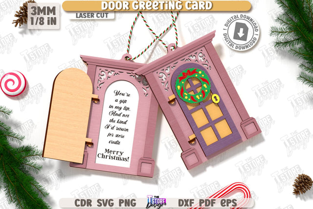 Christmas Door Ornament Laser Cut | Christmas Greeting Card | Christmas Tree Toy | Christmas Decorations | Holidays | CNC File SVG The T Store Design 