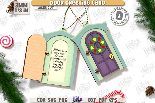 Christmas Door Ornament Laser Cut | Christmas Greeting Card | Christmas Tree Toy | Christmas Decorations | Holidays | CNC File SVG The T Store Design 