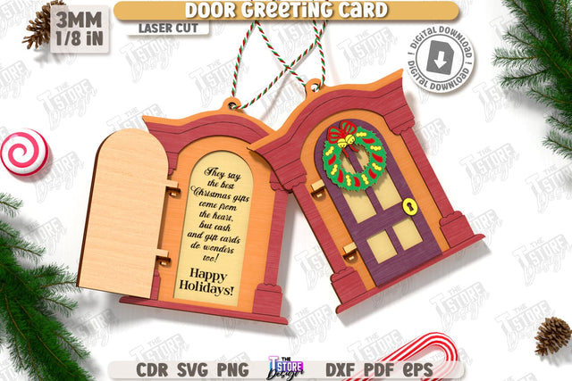 Christmas Door Ornament Laser Cut | Christmas Greeting Card | Christmas Tree Toy | Christmas Decorations | Holidays | CNC File SVG The T Store Design 