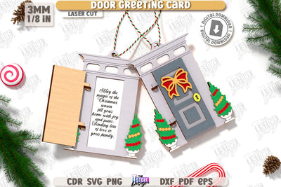Christmas Door Ornament Laser Cut | Christmas Greeting Card | Christmas Tree Toy | Christmas Decorations | Holidays | CNC File SVG The T Store Design 
