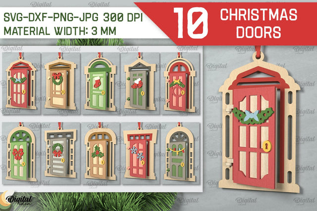 Christmas Door Ornaments Laser Cut Bundle. Christmas SVG SVG Evgenyia Guschina 