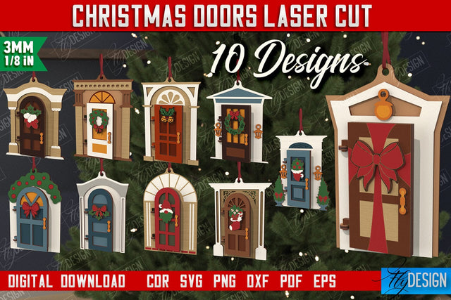 Christmas Doors Bundle | Holiday Décor | New Year | Christmas Tree Toys | CNC Files SVG Fly Design 
