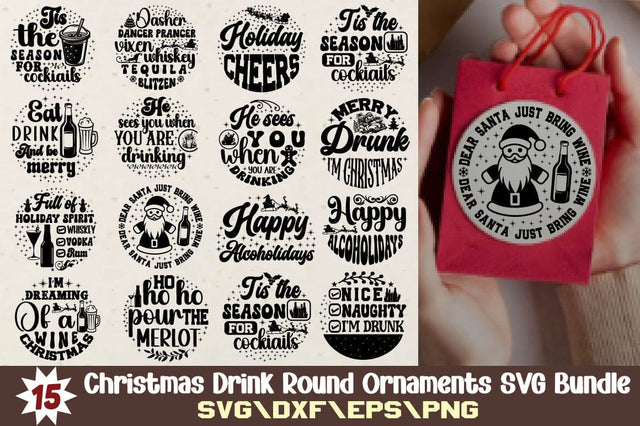 Christmas Drink Round Ornaments SVG Bundle SVG Angelina750 