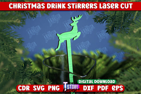Christmas Drink Stirrers Bundle | Cocktail Stick | Drinks Markers | Christmas Party | CNC Files SVG The T Store Design 