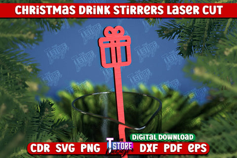 Christmas Drink Stirrers Bundle | Cocktail Stick | Drinks Markers | Christmas Party | CNC Files SVG The T Store Design 