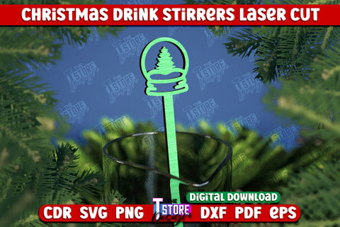 Christmas Drink Stirrers Bundle | Cocktail Stick | Drinks Markers | Christmas Party | CNC Files SVG The T Store Design 