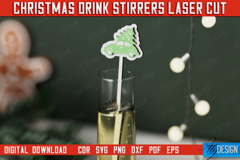 Christmas Drink Stirrers Bundle | Cocktail Stirrers | Drinks Markers | Christmas Party | CNC Files SVG Fly Design 