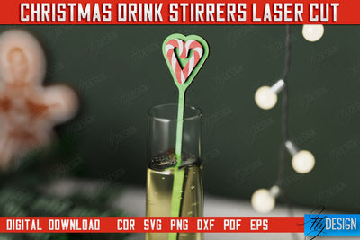 Christmas Drink Stirrers | Cocktail Stick | Drinks Markers | Christmas Party | CNC File SVG Fly Design 