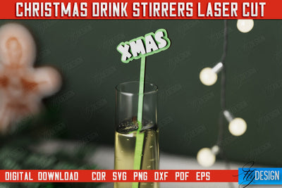Christmas Drink Stirrers | Cocktail Stick | Drinks Markers | Christmas Party | CNC File SVG Fly Design 