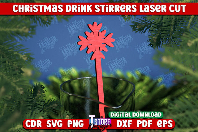Christmas Drink Stirrers | Cocktail Stirrers | Drinks Markers | Christmas Party | CNC File SVG The T Store Design 