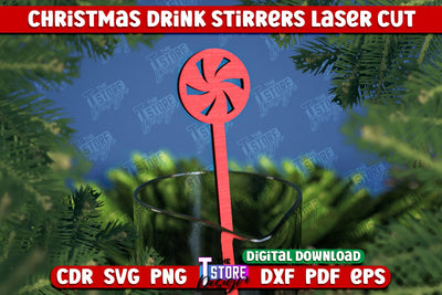 Christmas Drink Stirrers | Cocktail Stirrers | Drinks Markers | Christmas Party | CNC File SVG The T Store Design 