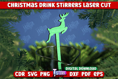 Christmas Drink Stirrers | Cocktail Stirrers | Drinks Markers | Christmas Party | CNC File SVG The T Store Design 