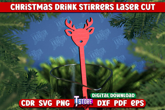 Christmas Drink Stirrers | Cocktail Stirrers | Drinks Markers | Christmas Party | CNC File SVG The T Store Design 