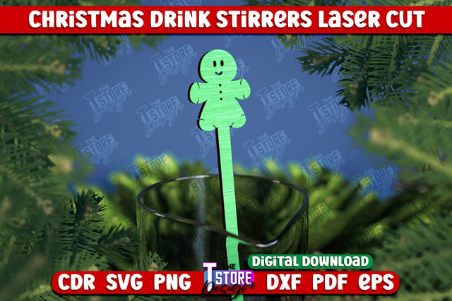 Christmas Drink Stirrers | Cocktail Stirrers | Drinks Markers | Christmas Party | CNC File SVG The T Store Design 