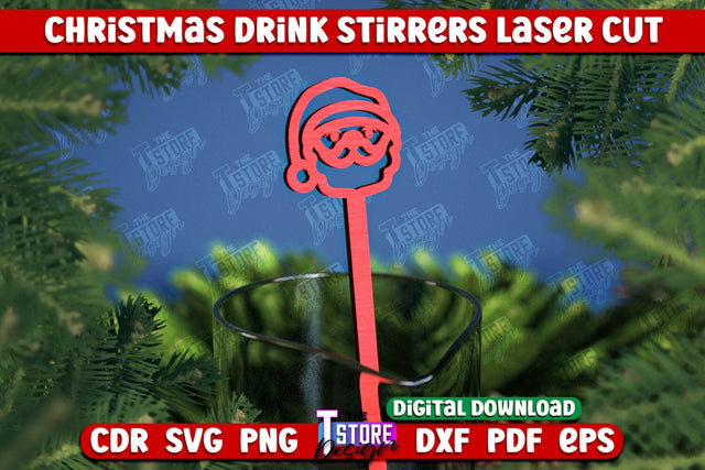 Christmas Drink Stirrers | Cocktail Stirrers | Drinks Markers | Christmas Party | CNC File SVG The T Store Design 