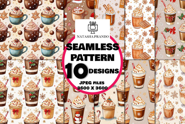 Christmas Drinks Seamless Pattern Digital Pattern Natasha Prando 