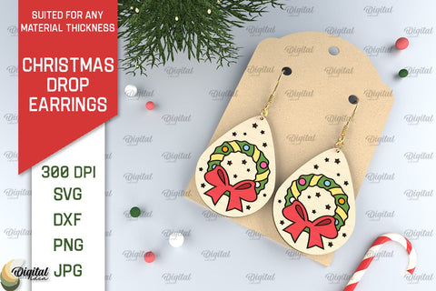 Christmas Drop Earrings Laser Cut Bundle. XMas Earrings SVG SVG Evgenyia Guschina 