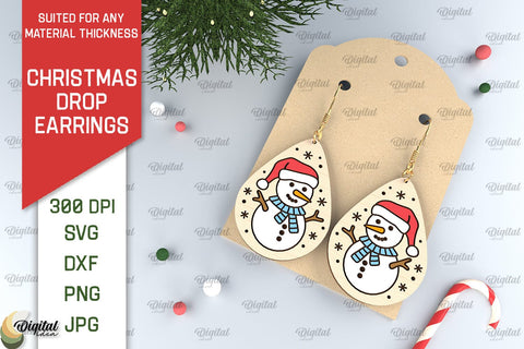 Christmas Drop Earrings Laser Cut Bundle. XMas Earrings SVG SVG Evgenyia Guschina 