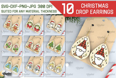 Christmas Drop Earrings Laser Cut Bundle. XMas Earrings SVG SVG Evgenyia Guschina 