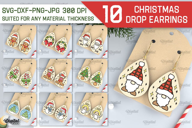 Christmas Drop Earrings Laser Cut Bundle. XMas Earrings SVG SVG Evgenyia Guschina 