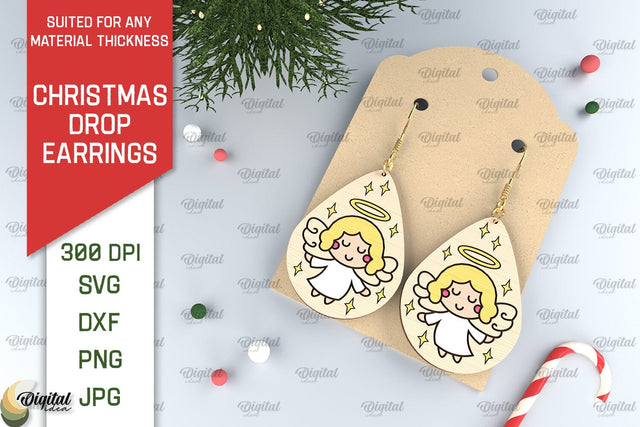 Christmas Drop Earrings Laser Cut. Christmas Earrings SVG SVG Evgenyia Guschina 
