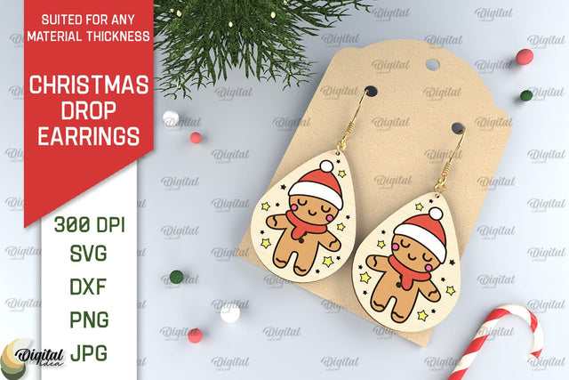 Christmas Drop Earrings Laser Cut. Christmas Earrings SVG SVG Evgenyia Guschina 