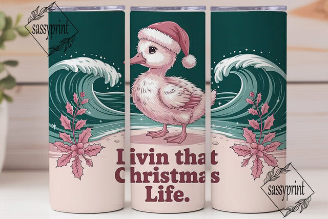 Christmas Duckling Beach 20oz Tumbler Sublimation sassyprint 