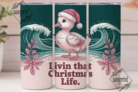 Christmas Duckling Beach 20oz Tumbler Sublimation sassyprint 