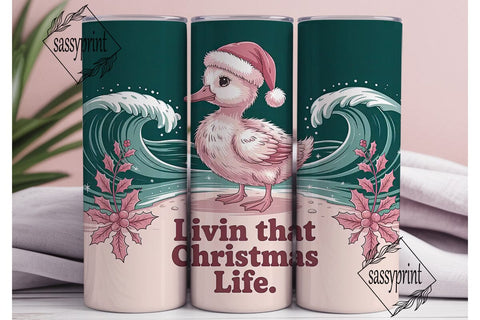 Christmas Duckling Beach 20oz Tumbler Sublimation sassyprint 