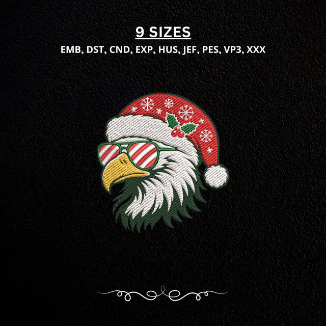 Christmas Eagle Santa Hat Machine Embroidery Design PES DST Stitch Files Embroidery/Applique DESIGNS PatternFeed8 