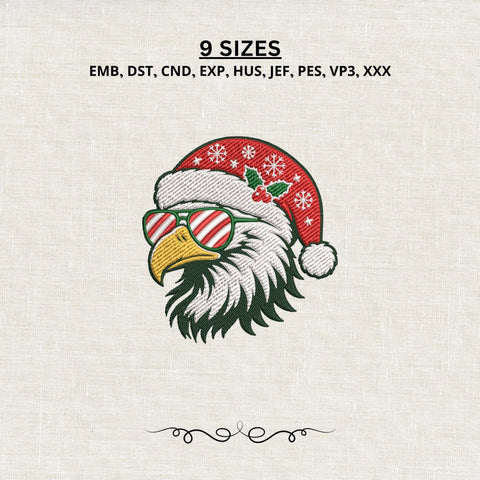 Christmas Eagle Santa Hat Machine Embroidery Design PES DST Stitch Files Embroidery/Applique DESIGNS PatternFeed8 