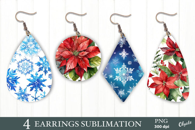 Christmas Earring Sublimation. Earring Sublimation Design PNG Sublimation Olga Terlyanskaya 