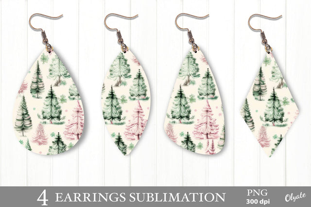 Christmas Earring Sublimation PNG. Christmas Tree Earring PNG Sublimation Olga Terlyanskaya 