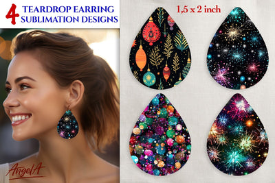 Christmas Earring Sublimation Teardrop, Christmas bright Sublimation Angelina Semenova 