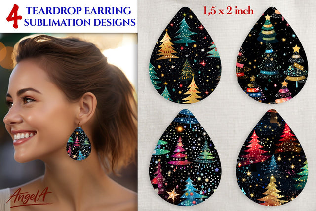 Christmas Earring Sublimation Teardrop, Christmas tree Sublimation Angelina Semenova 