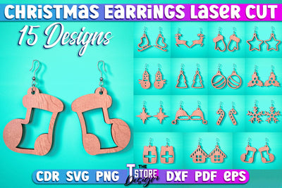 Christmas Earrings Bundle | Jewelry Design | Christmas Gift Idea | CNC File SVG The T Store Design 