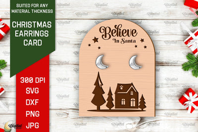 Christmas Earrings Card LaserCut. Earrings Holder SVG Design SVG Evgenyia Guschina 
