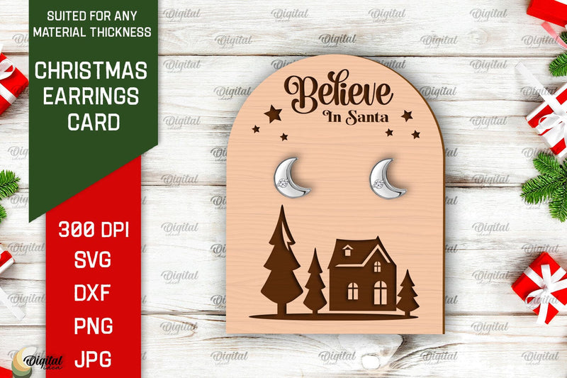 Christmas Earrings Card LaserCut. Earrings Holder SVG Design SVG Evgenyia Guschina 