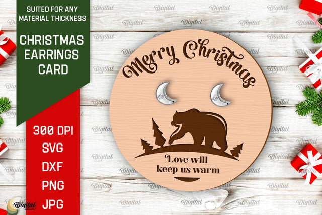 Christmas Earrings Card LaserCut. Earrings Holder SVG Design SVG Evgenyia Guschina 