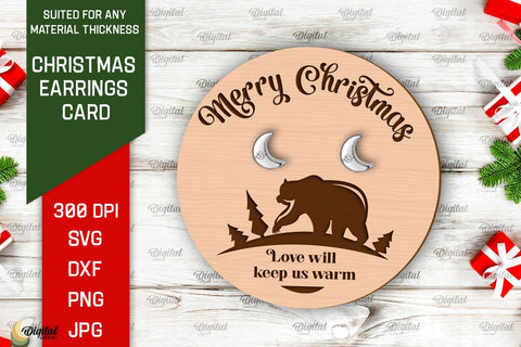 Christmas Earrings Card LaserCut. Earrings Holder SVG Design SVG Evgenyia Guschina 