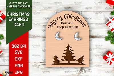 Christmas Earrings Card LaserCut. Earrings Holder SVG Design SVG Evgenyia Guschina 