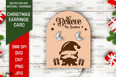 Christmas Earrings Card LaserCut. Earrings Holder SVG Design SVG Evgenyia Guschina 