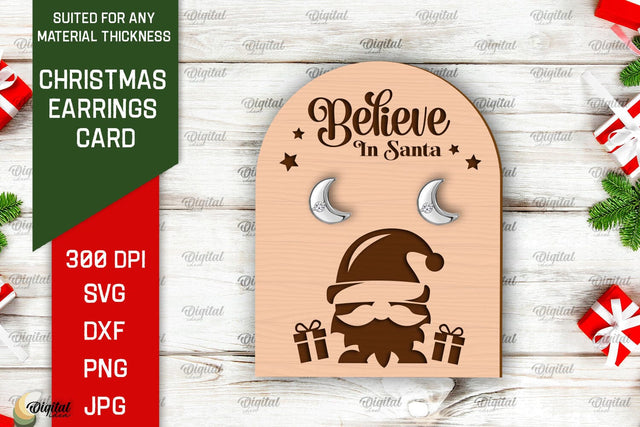 Christmas Earrings Card LaserCut. Earrings Holder SVG Design SVG Evgenyia Guschina 