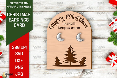 Christmas Earrings Cards Laser Cut Bundle. Earrings Holders SVG Evgenyia Guschina 