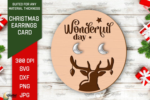 Christmas Earrings Cards Laser Cut Bundle. Earrings Holders SVG Evgenyia Guschina 