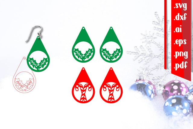 Christmas Earrings | Christmas Jewelry | Christmas Keychain SVG zafrans studio 