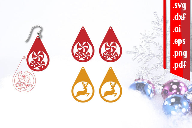 Christmas Earrings | Christmas Jewelry | Christmas Keychain SVG zafrans studio 