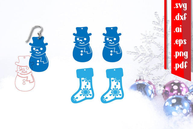 Christmas Earrings | Christmas Jewelry | Winter Earrings SVG zafrans studio 