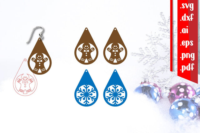 Christmas Earrings | Christmas Jewelry | Winter Earrings SVG zafrans studio 